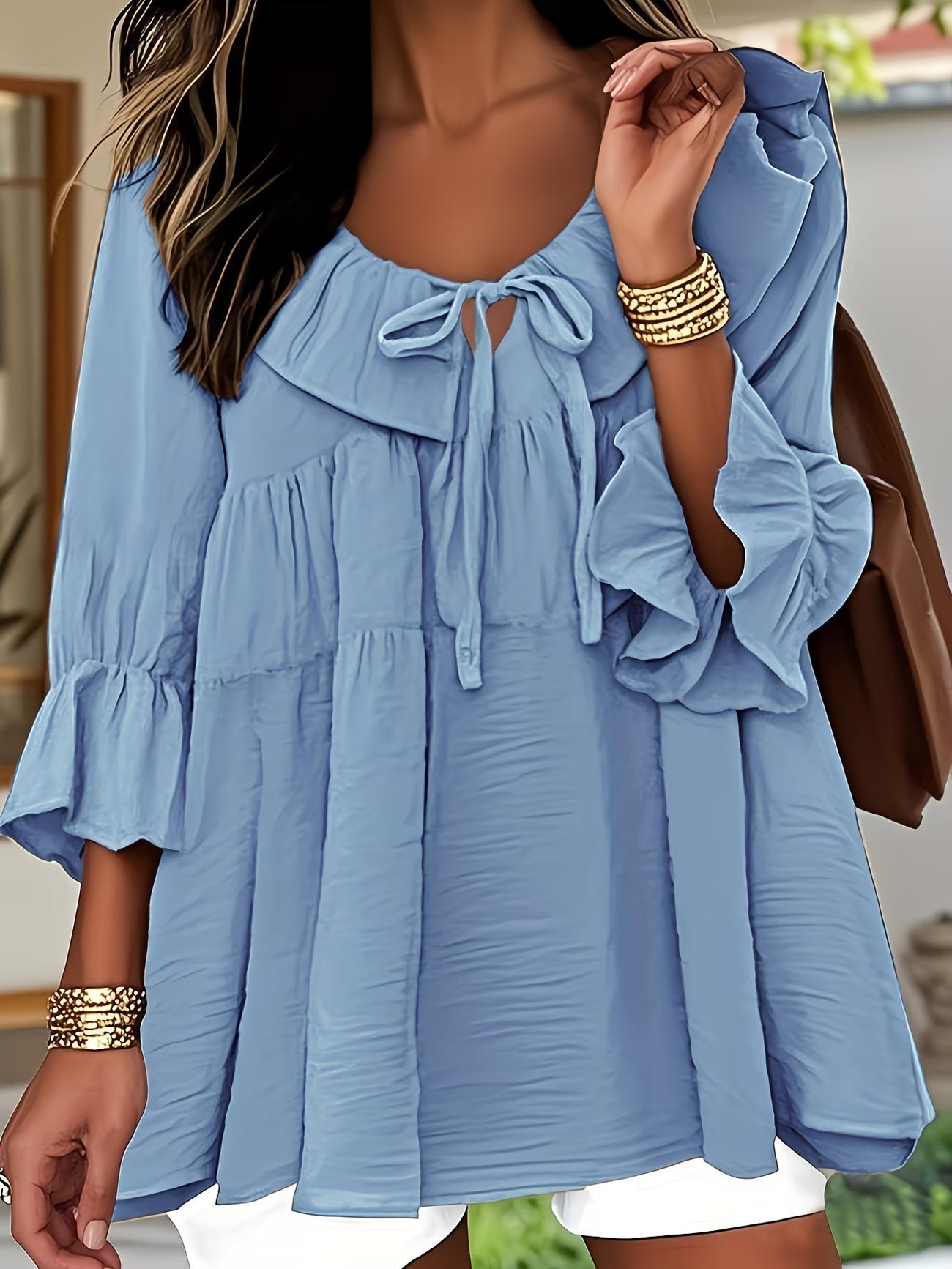 Elegante Bluse mit Rüschenkragen für Damen