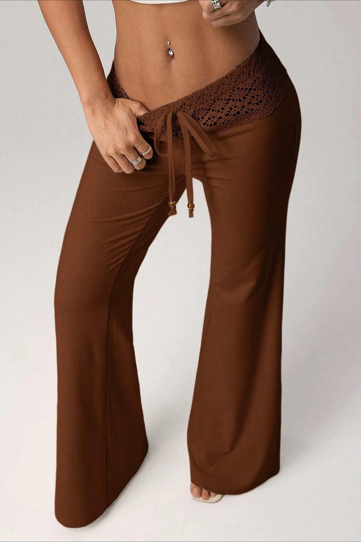 Damen Schlaghose Mit Schnürung Und Low Waist