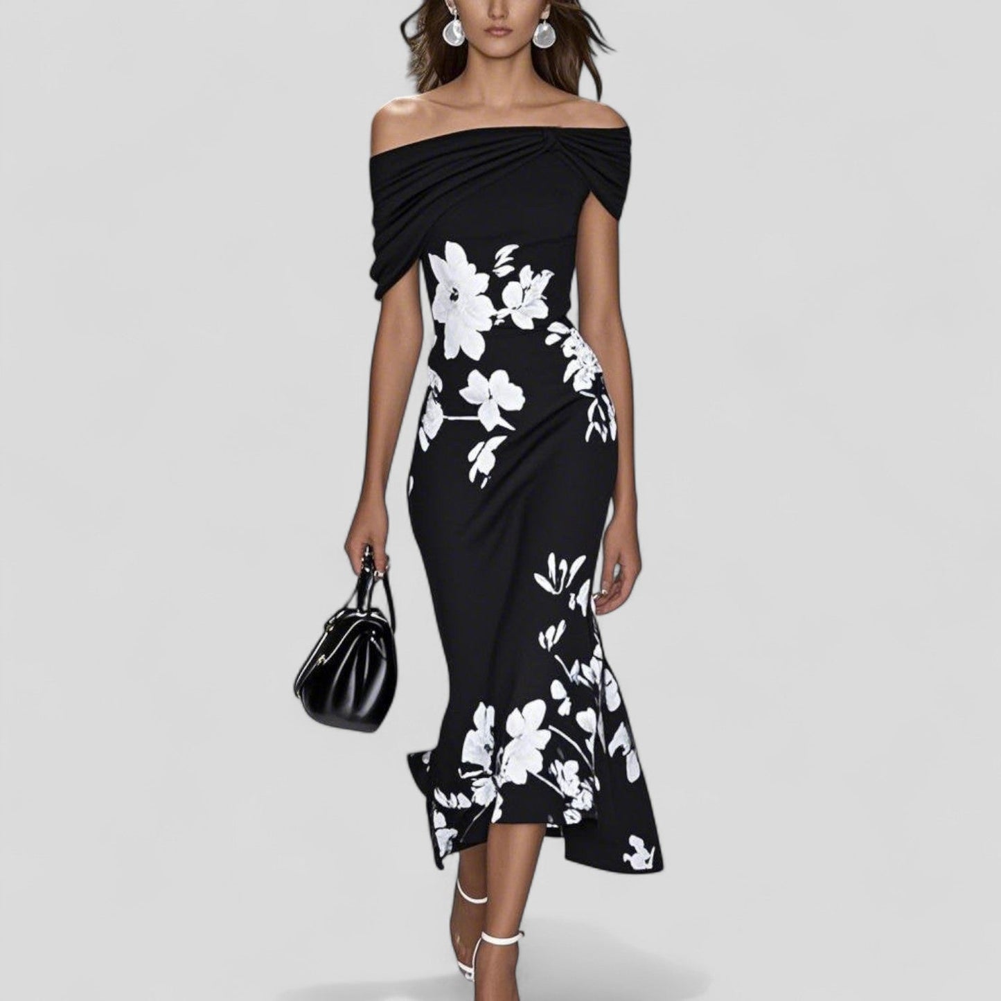 Bedrucktes Midi-Kleid mit lockerem Schnitt