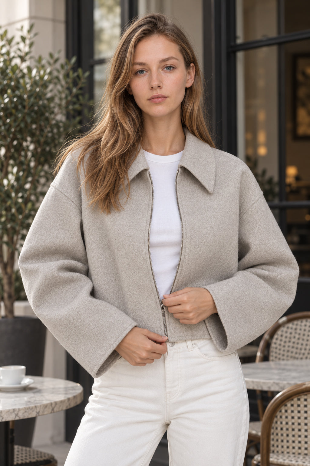 Reversjacke Aus Viskose Polyester Braun