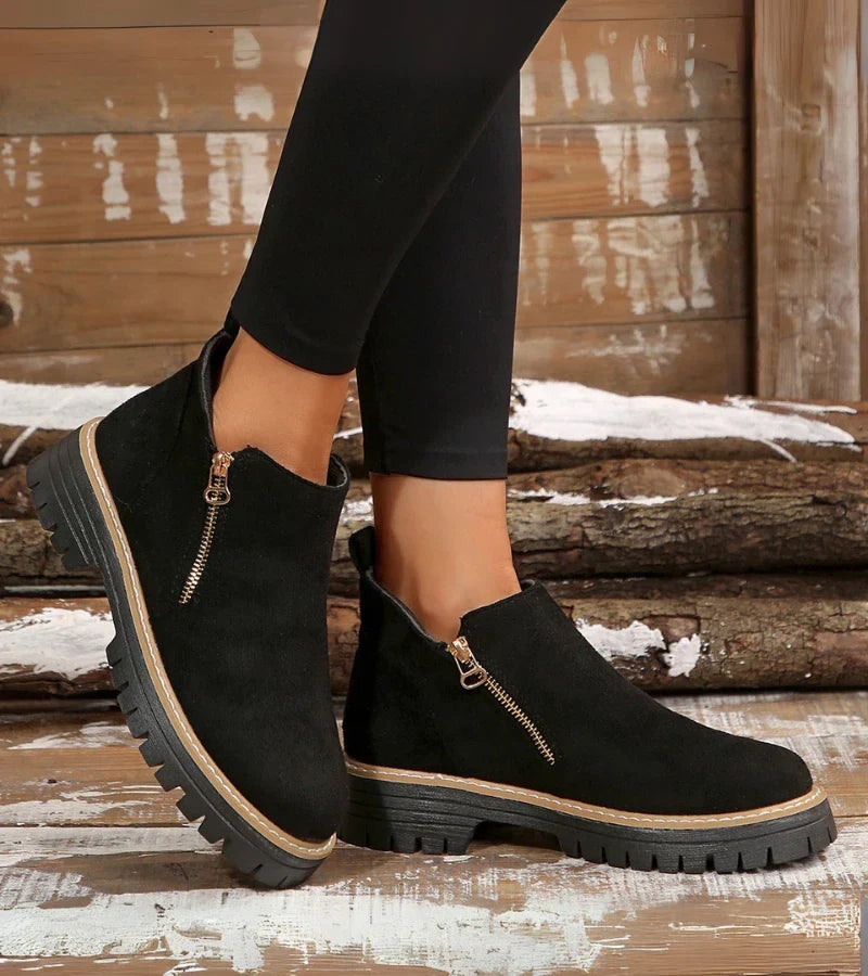 Damen Stiefeletten Mit Plateau Rundem Zehenbereich