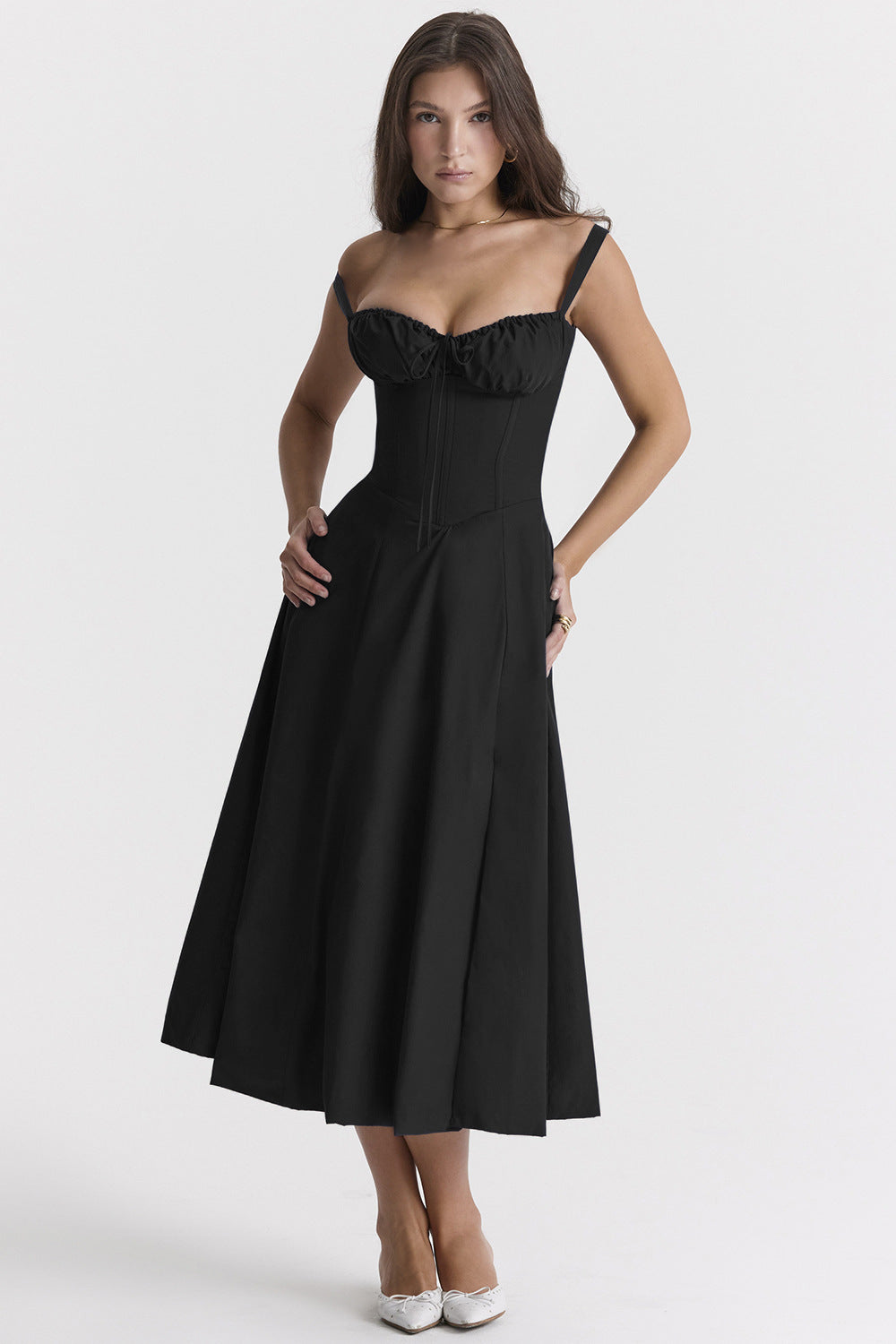 Florales Bustier-Midriff-Cutout-Bodycon-Kleid