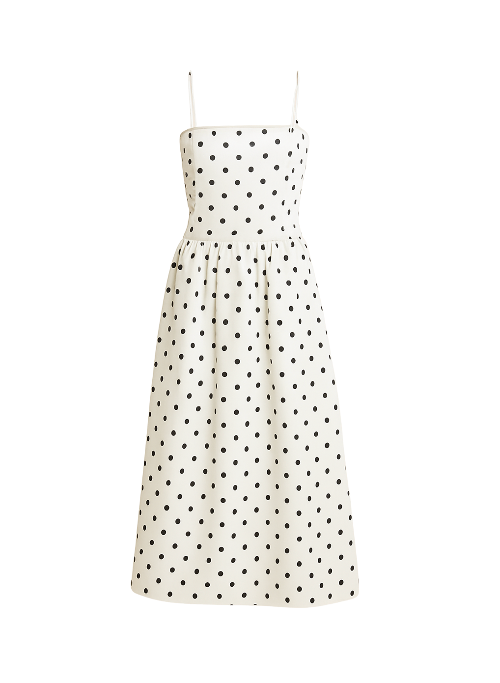Retro Damen Midikleid mit Spaghettiträgern und schwarz-weißem Polka-Dot-Design