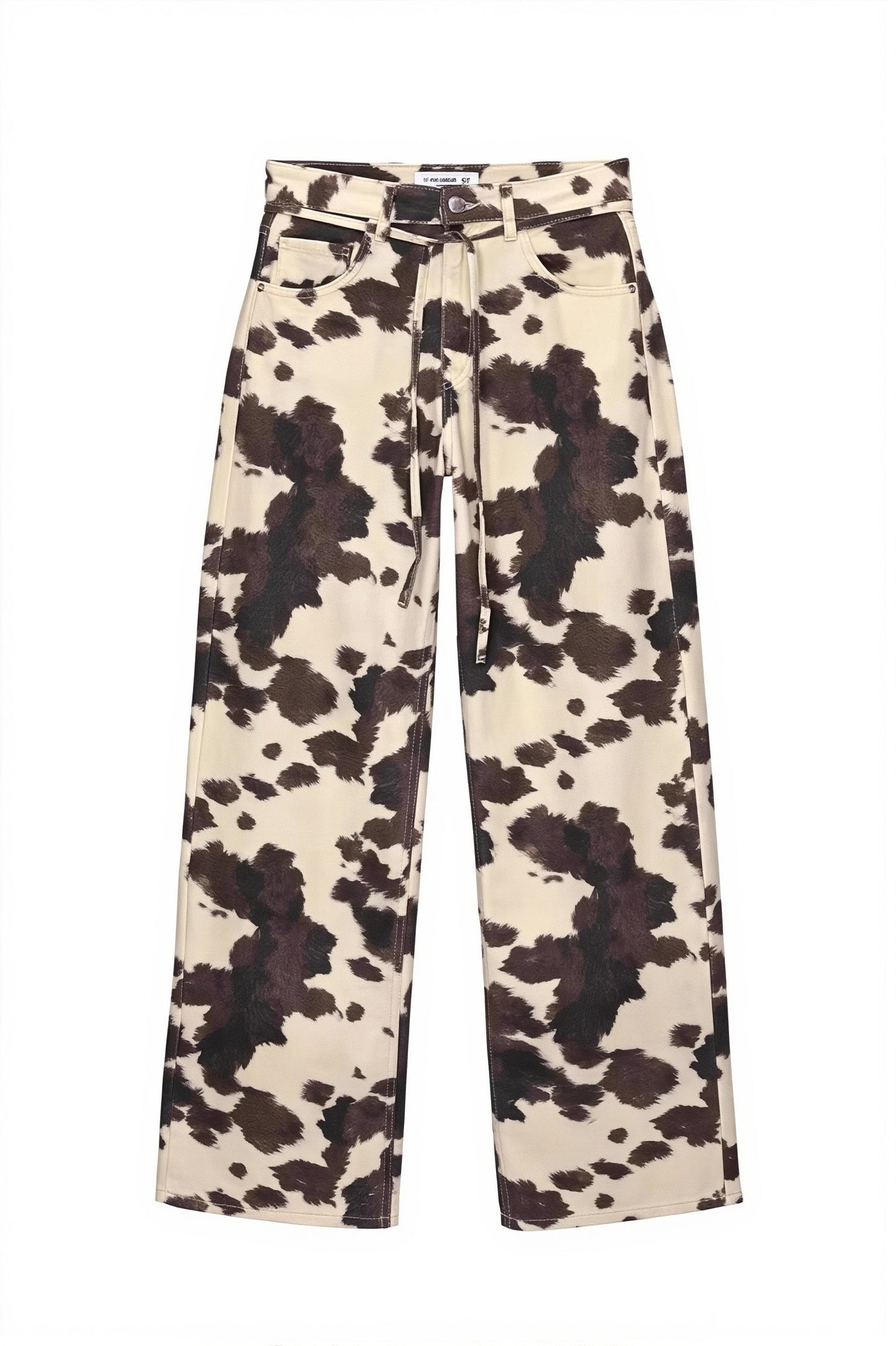 Damen Straight Leg Jeans mit Kuhprint als kompletter Mode-Look