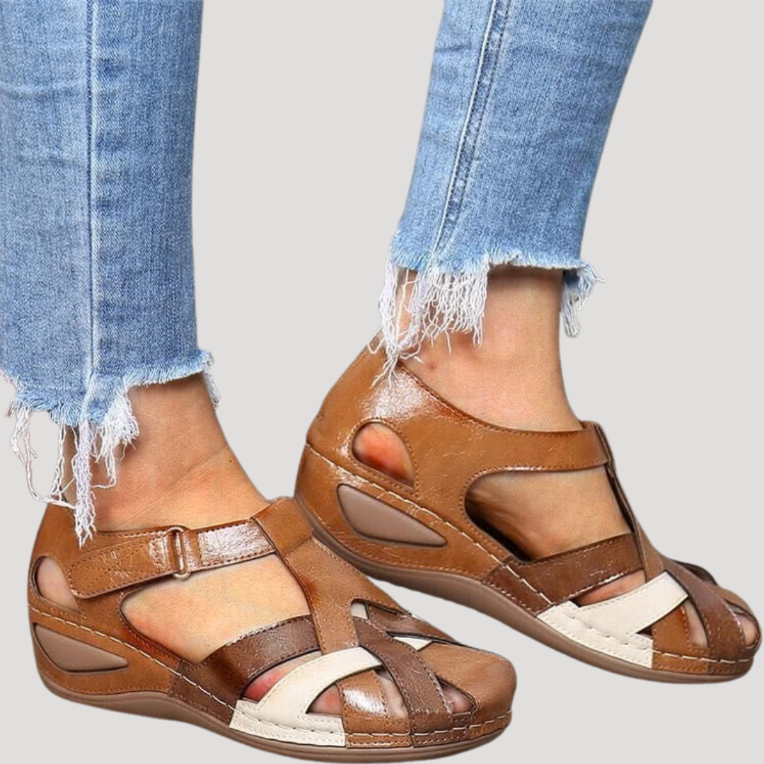 Damen Gewebte Riemchen Sandalen mit geschlossenem Zehenbereich zum Gehen