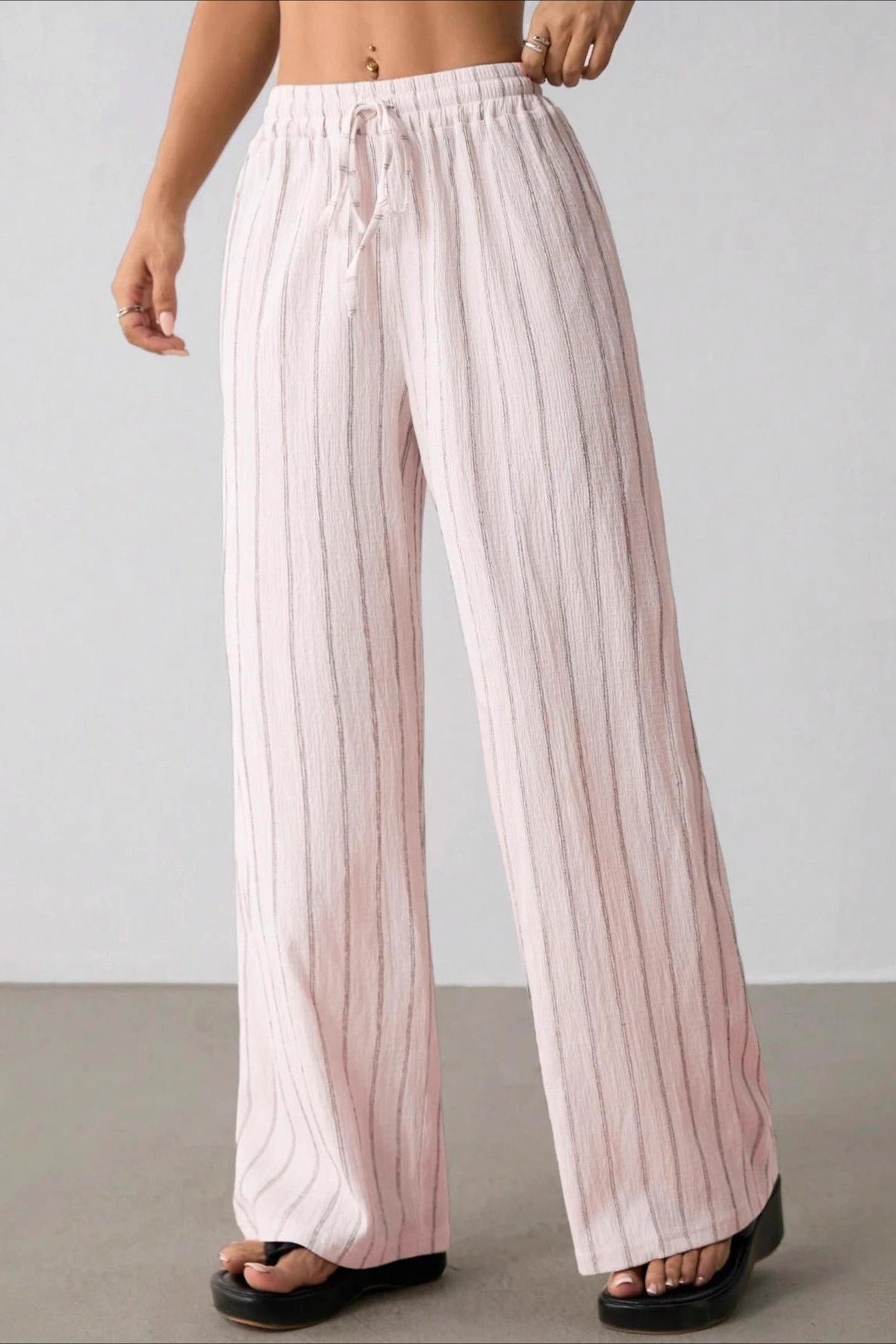 Damen Weite Hose Mit Streifen Und Colorblock