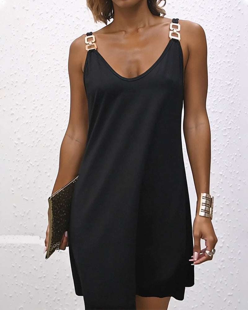 Damen Cami Kleid unifarben in knielanger Länge als lässiger Sommerlook