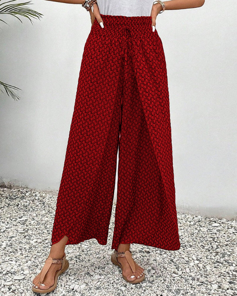 Weite Hose für Damen mit geometrischem Muster von hinten