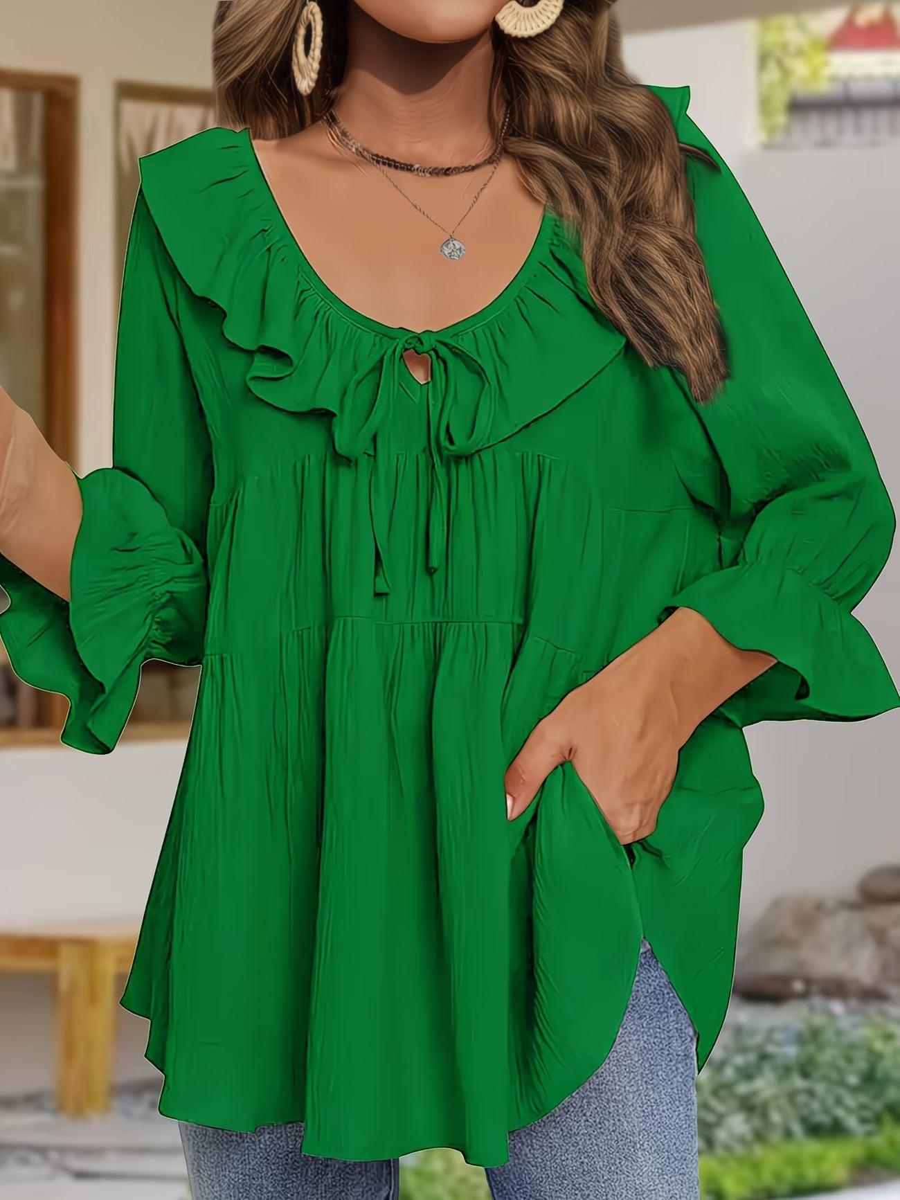 Elegante Bluse mit Rüschenkragen für Damen