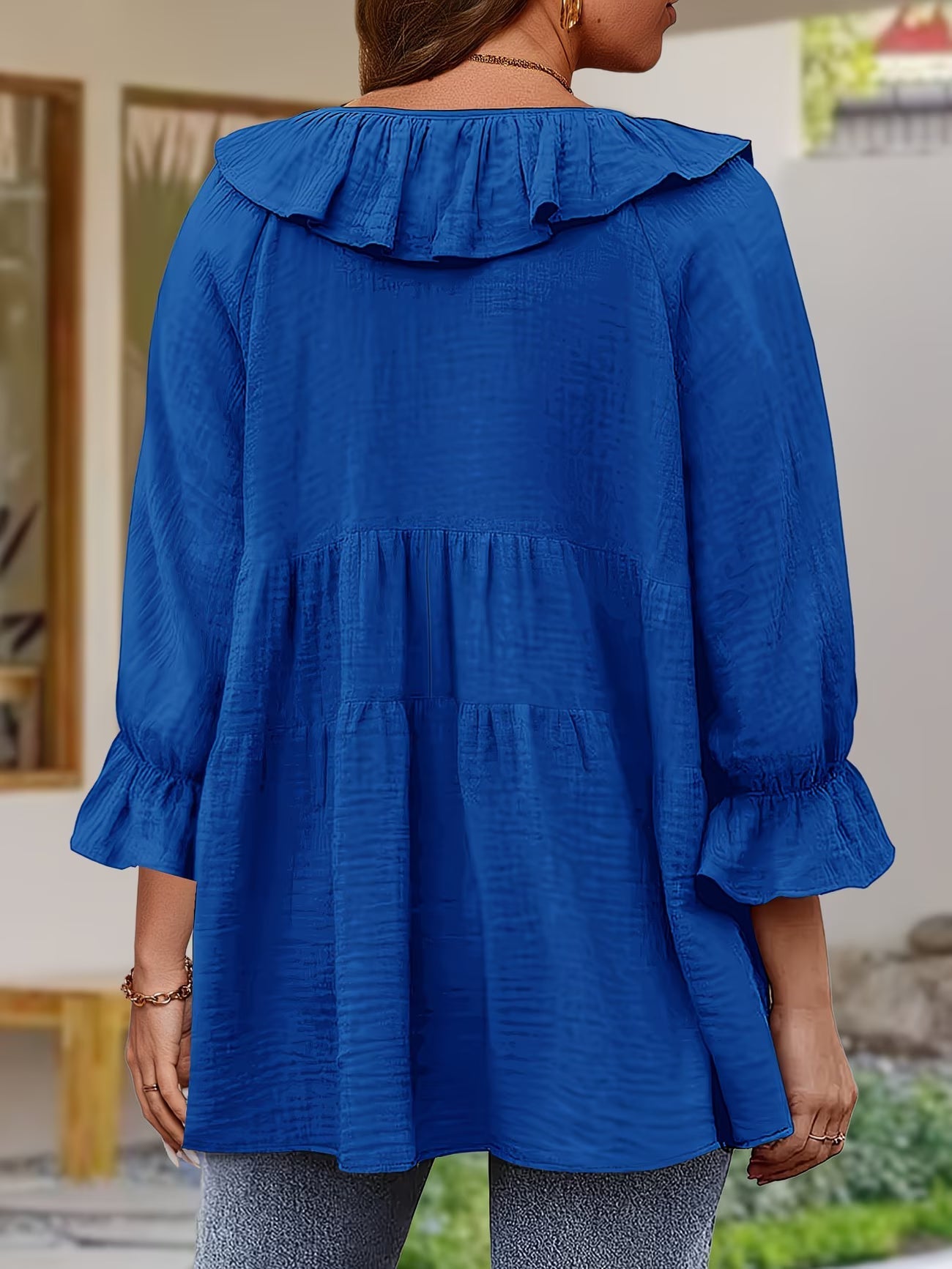 Elegante Bluse mit Rüschenkragen für Damen