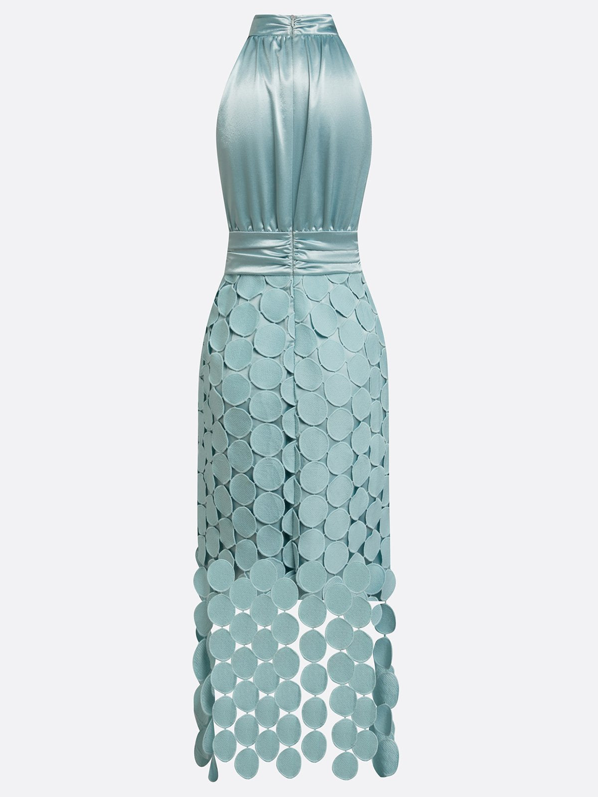 Glänzendes Damen Midikleid mit Halterneck und fließender Silhouette