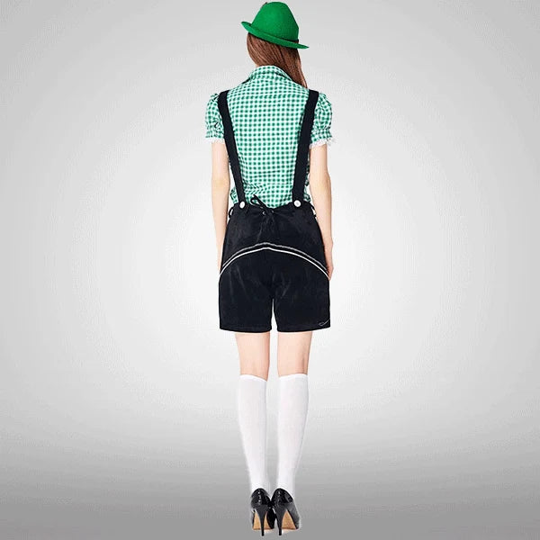 Samtbestickter Cosplay-Latzhose mit kariertem Hemd