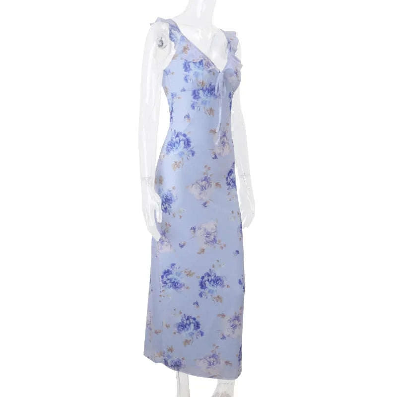 Florales Maxikleid mit tiefem Rückenausschnitt für den Sommer