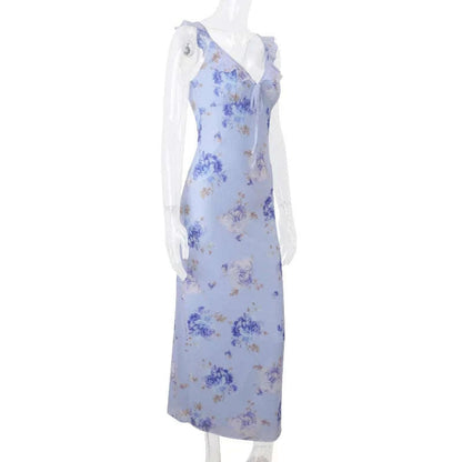 Florales Maxikleid mit tiefem Rückenausschnitt für den Sommer