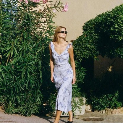 Florales Maxikleid mit tiefem Rückenausschnitt für den Sommer