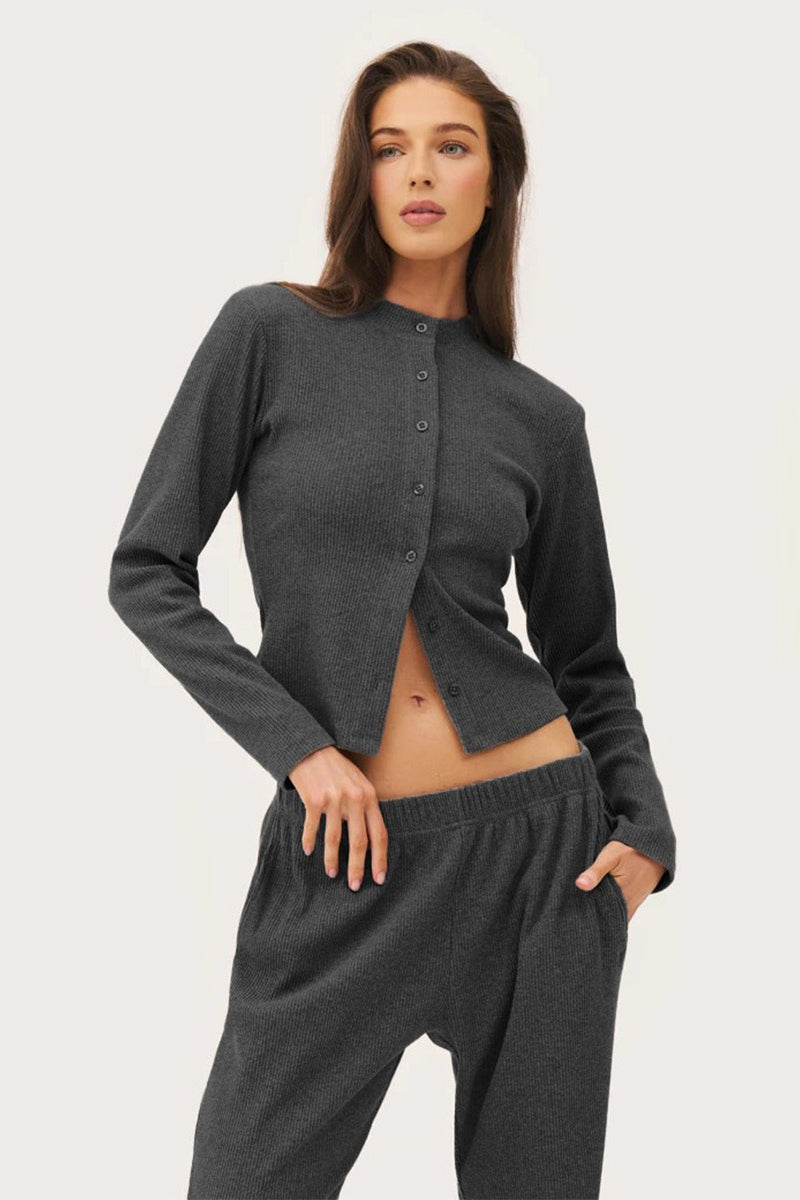 Damen Cardigan mit Knopfleiste und passender Strickhose