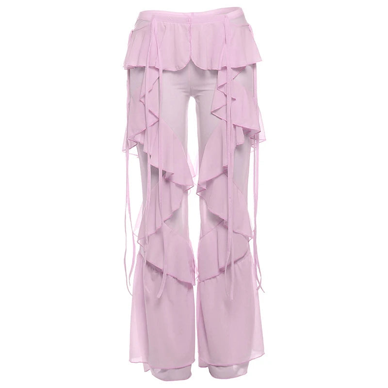 Damen Baumwollnetz Rüschenschal Wickelhose