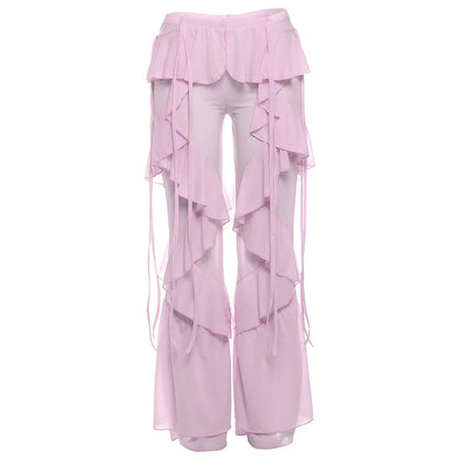 Damen Baumwollnetz Rüschenschal Wickelhose