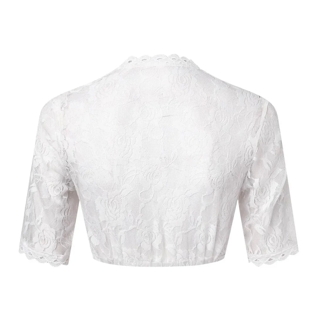 Crop-Top-Design der Dirndlbluse mit dekorativer Spitze