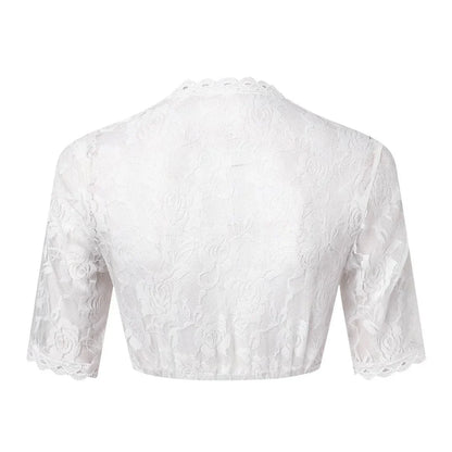 Crop-Top-Design der Dirndlbluse mit dekorativer Spitze