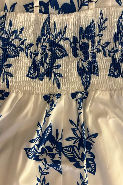 Polyester Spaghetti-Träger Midikleid Blau