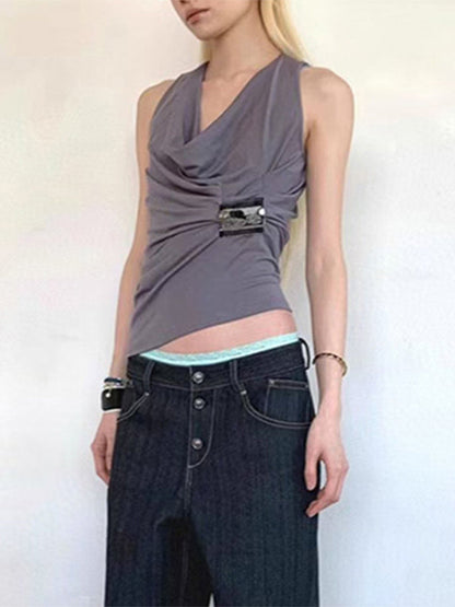 Damen Tanktop in Grau mit lockerem Schnitt