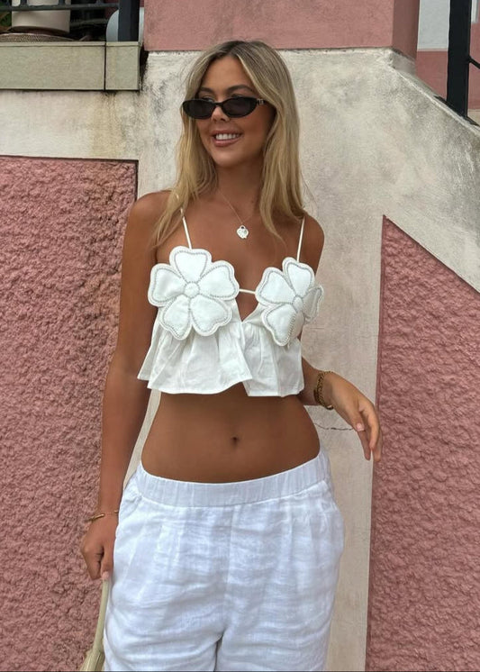 Damen Weiß Elegantes Ärmelloses Arabella Top