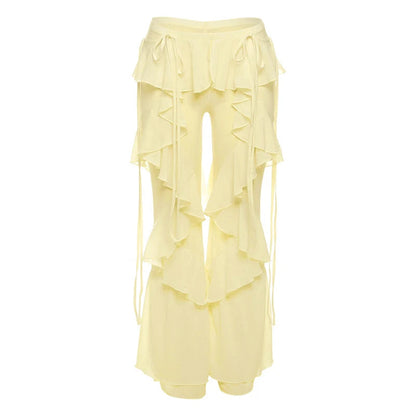 Damen Baumwollnetz Rüschenschal Wickelhose