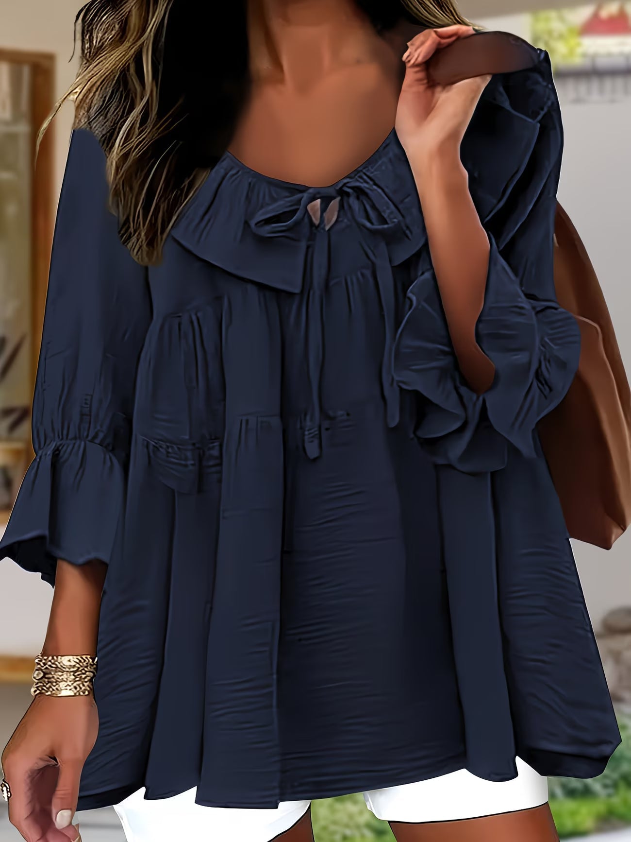 Elegante Bluse mit Rüschenkragen für Damen