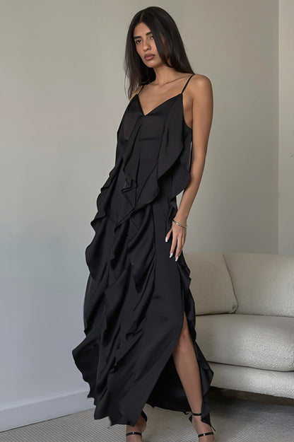 Maxikleid für Damen mit fließender Silhouette und Rüschensaum