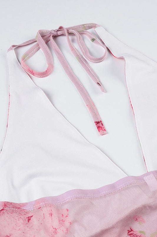 Damen Neckholdertop mit floralem Muster in Seitenansicht