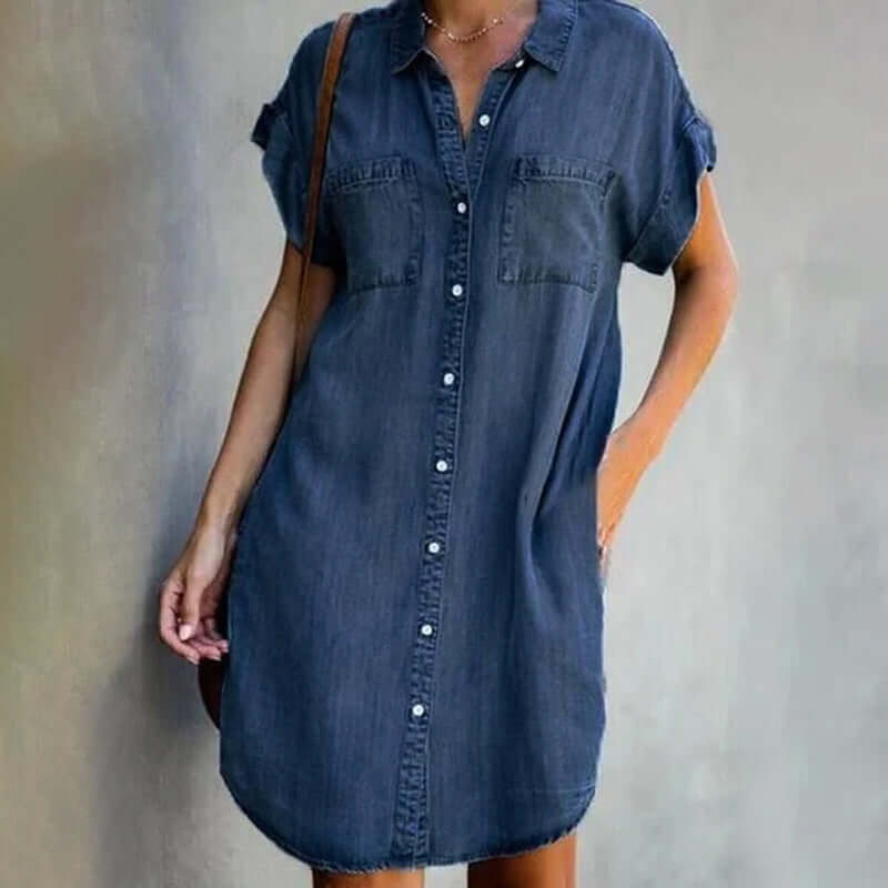 Damen Jeanskleid Elegant Für Alltag