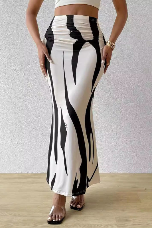 Damen-Maxirock mit Fishtail-Silhouette und auffälligem Animalprint