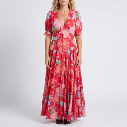 Minelda™ - Elegantes Blumenmuster Kleid mit V-Ausschnitt