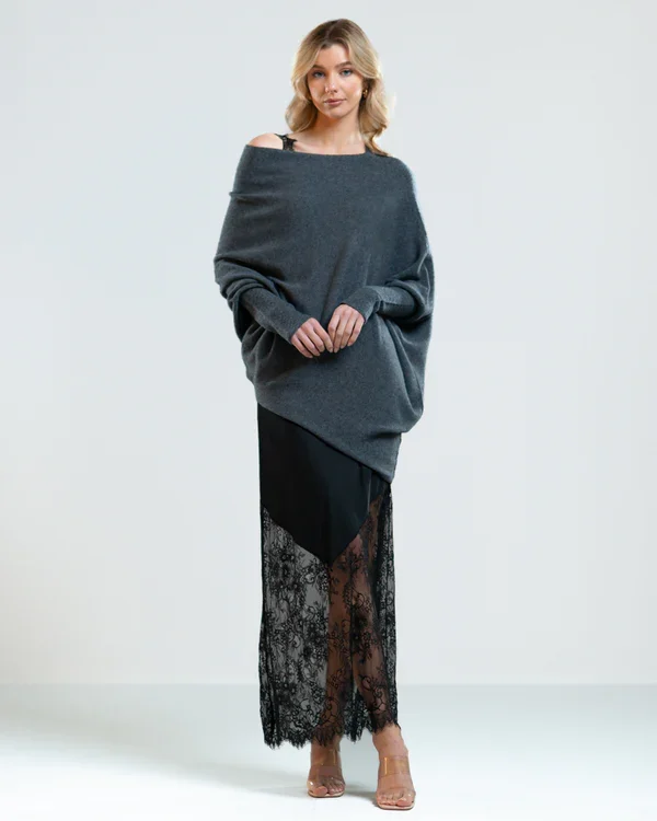Asymmetrisch Drapierter Pullover