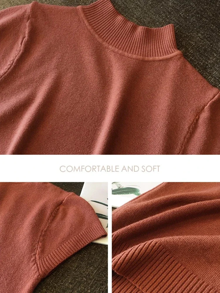 Damen T-Shirt mit Stretch und lockerem Sitz, Stehkragen