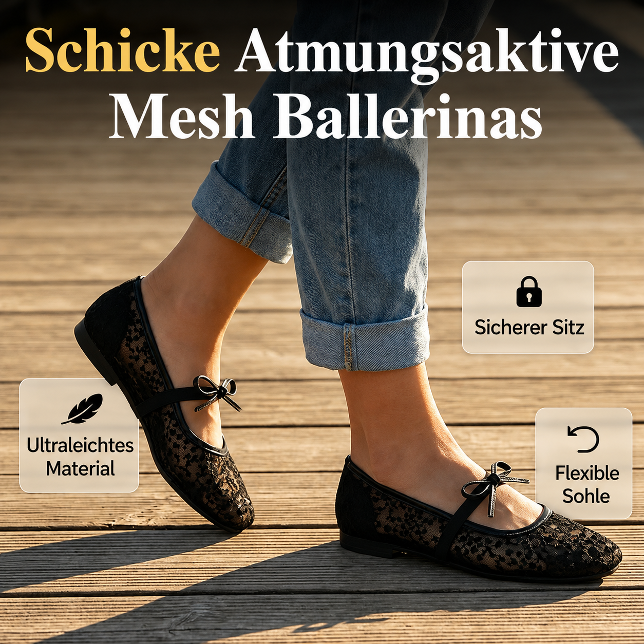 Elegante Spitzen-Ballerinas für Damen mit femininem Design