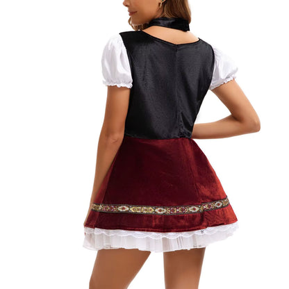 Damen-Bayerisches Schnür-Dirndl Kleid Traditionell Oktoberfest Vintage
