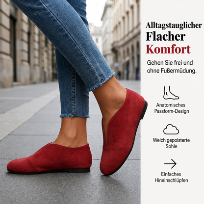 Schlichte Damen Slipper mit V-Ausschnitt und weicher Optik