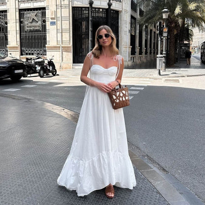 Polyester Knöchellanges langes Kleid Weiß