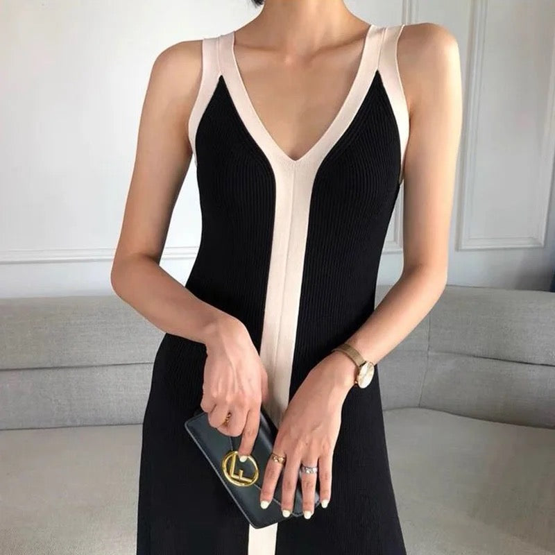 Weiches Strick-Midikleid Schwarz