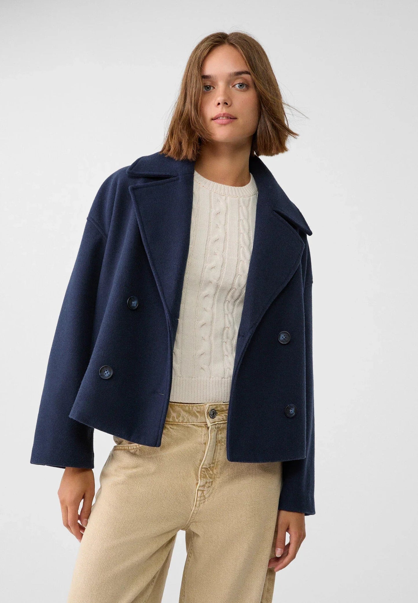 Stylish double-breasted short jacket 