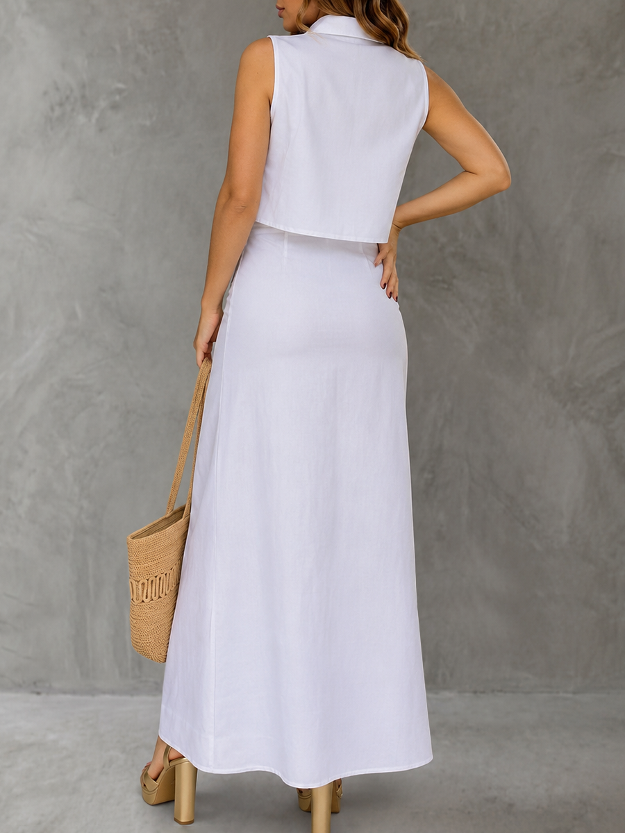 Weißer Maxirock für Damen mit Seitenschlitz als eleganter Sommerlook