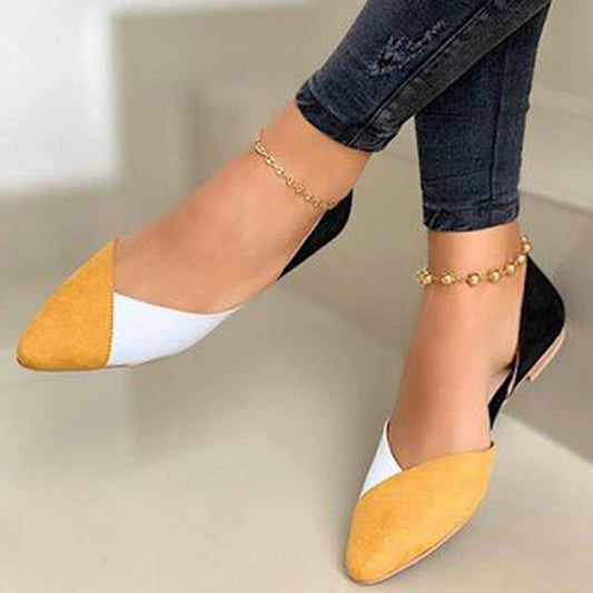 Damen-Ballerinas mit spitzer Form und Colour-Blocking in Seitenansicht