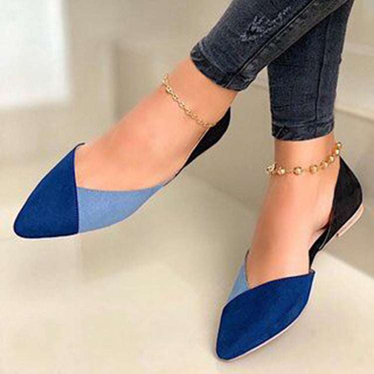 Damen-Ballerinas mit flacher Sohle und Colour-Blocking im Detail