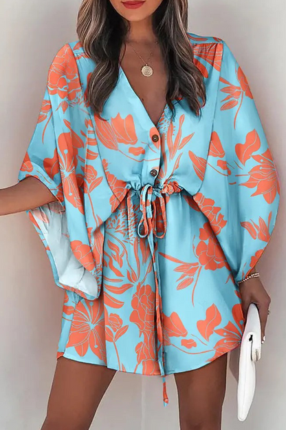 Damenkleid mit Boho-Muster und elastischem Bund, ideal für Urlaub und Strand