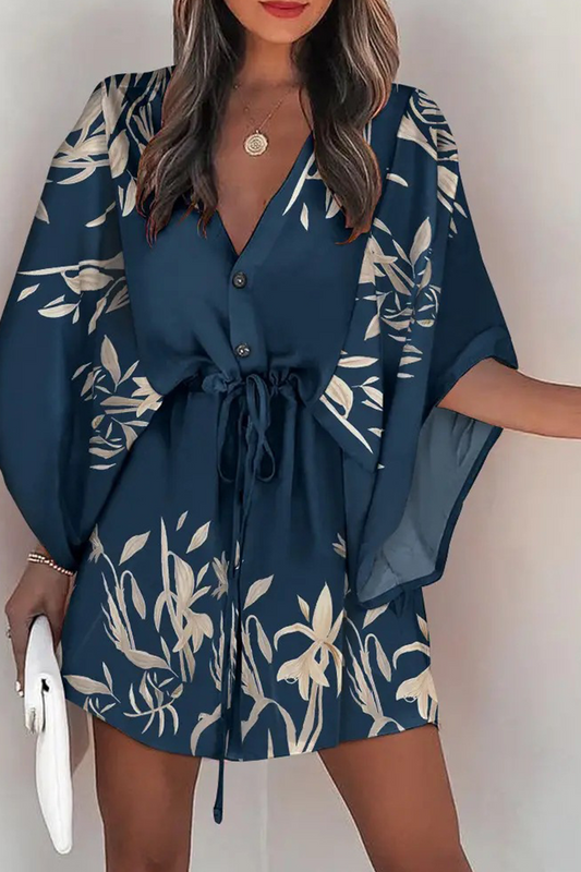Damen Sommerkleid mit Boho-Print und elastischem Bund in leichter, luftiger Ausführung