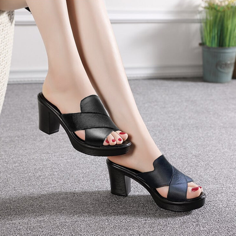 Damen Chunky Platform High Heel Sandalen