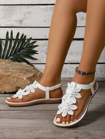 Stilvolle Damen Sandalen für Alltag und Freizeit mit Blumenmotiv