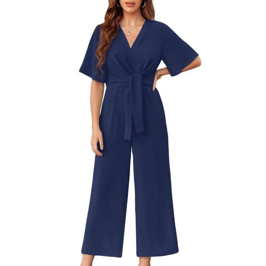 Damen Jumpsuit mit Taillenknoten in sommerlichem, stilvollem Look